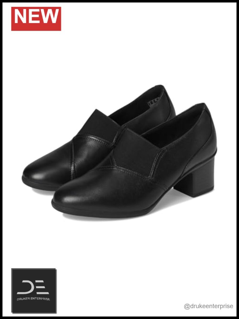 Clarks Shaya Tess Women's Block Heel Pump Almond Toe Pull-On Leather Dress Shoe
